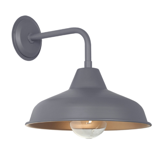 Aplique 1 luz cono de chapa con pantalla de 31cm y barral gris